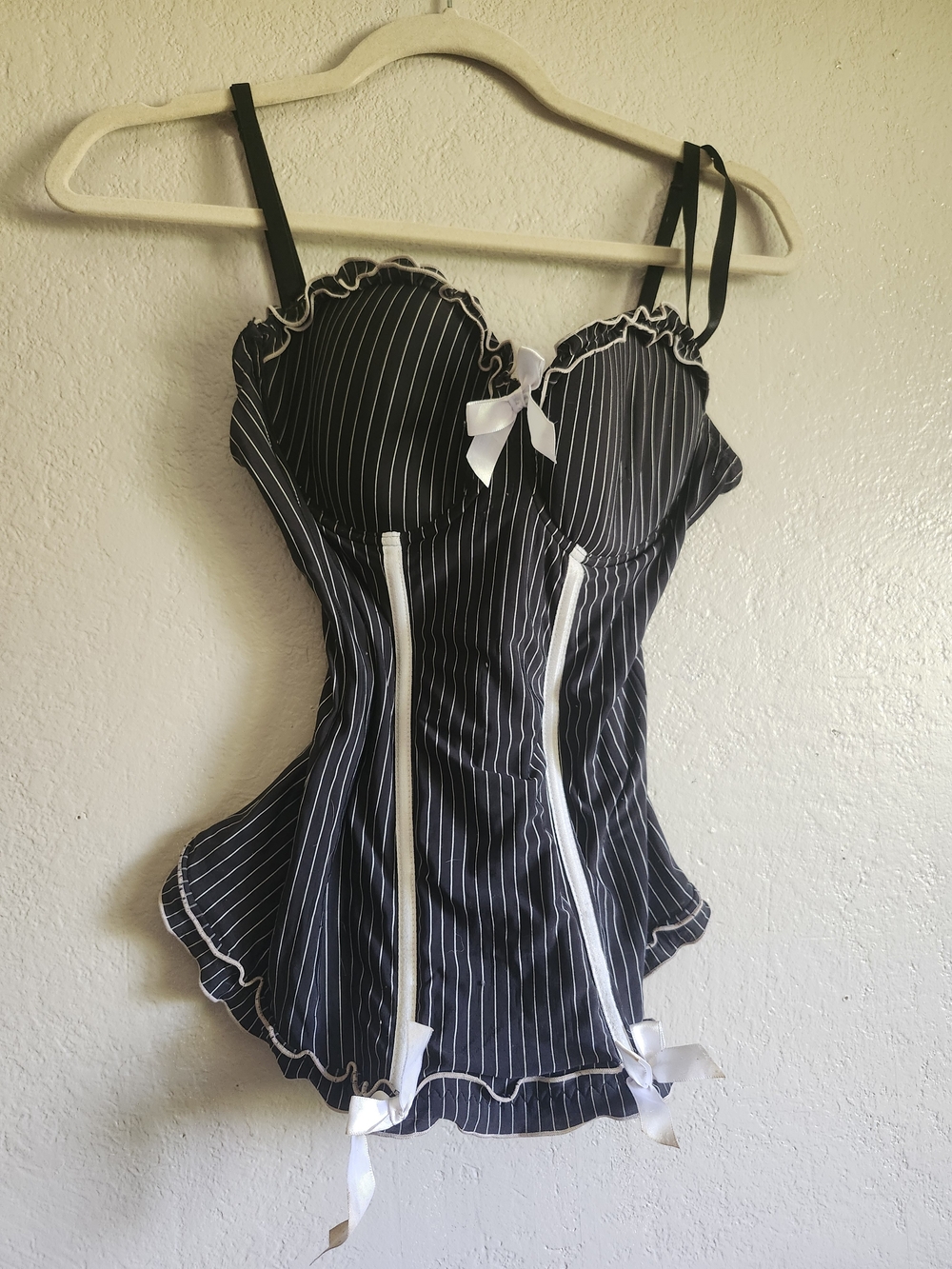 Native Black & White Pinstripe Corset Chemise